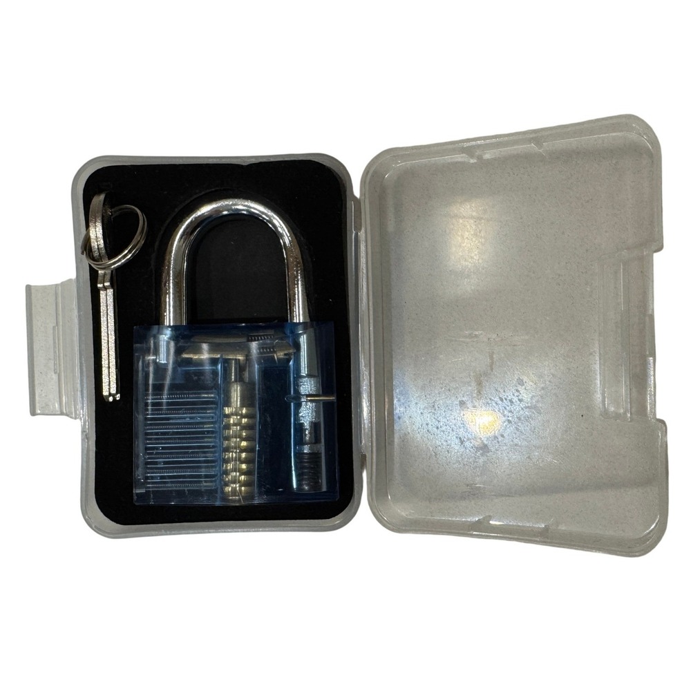 Transparent Blue Practice Padlock with 2 Keys Locksmith Training Cutaway Lock